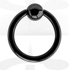 Wenkbrauw- neus- lippiercing zwart gesloten ring