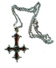 Rood omgekeerd Satanisch vampierenkruis ketting - 5 cm lang