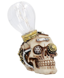 Bright Idea - Steampunk Doodskop met Ledlicht - 17 cm hoog