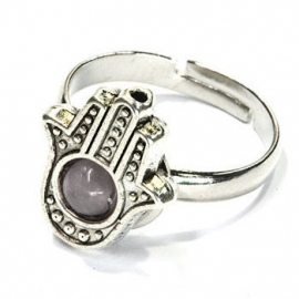 Hamsa ring grijs