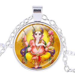 Glazen hanger met ketting Ganesha dessin 8