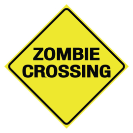 Blikken wandbord - diamantvormig - Zombie Crossing - 28 x 28 cm