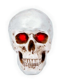 Doodskop led lamp met rode ogen - wit - 19 x 14 x 12 cm