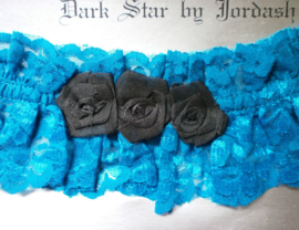Luxe Gothic choker - turquoise kant mete zwarte rozen - Darkstar Jordash