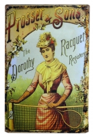 Blikken metalen wandbord Tennis Racquet - 20 x 30 cm