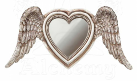 Alchemy of England - Victoriaanse spiegel - hartvormig met engelenvleugels - 14 x 29 cm