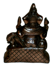 Ganesha half liggend met rat koperkleurig beeld 33 cm hoog