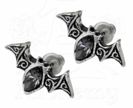 Alchemy Gothic Vampier Vleermuis stud oorbellen - Viennese Nights