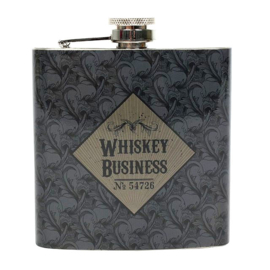 Roestvrije stalen heupfles - Whiskey Business - Cabinet of Curiousities - 11 x 9.5 x 2.5 cm