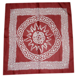 Bandana / altaarkleed / tafelkleed Keltisch Zon rood - 65 x 65 cm