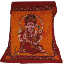 Bedsprei wandkleed batik Ganesha rood oranje - 200 x 250 cm