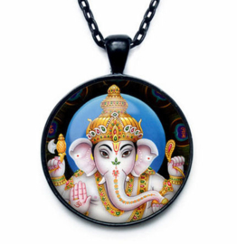 Glazen hanger met ketting Ganesha dessin 2