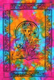 Een persoons bedsprei, wandkleed Ganesha gekleurd - 120 x 220  cm