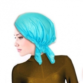 Bandana / hoofddoek / tricot muts turquoise