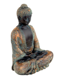 Japanse meditatieboeddha met antieke finish - 19×12×24 cm