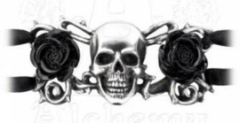 Alchemy UL 13 - leren en pewter armband - Skull & Briar Rose