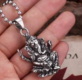 Ganesha ketting 316 titanium staal - 5.5 x 3 cm