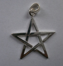 925 zilveren kettinghanger Pentagram - 1.5 cm doorsnee