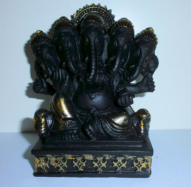 Ganesha Multihoofd Zwart Goud 11 cm hoog