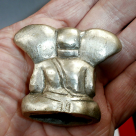Ganesha met grote oren beeld verzilverde brons 4 cm hoog