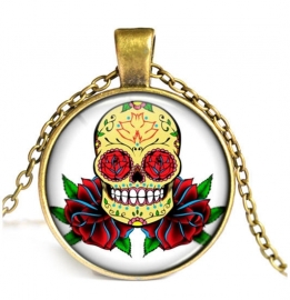 Glazen hanger met ketting Day of the Dead 5