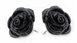 Alchemy Gothic design oorbellen - Black Rose Studs