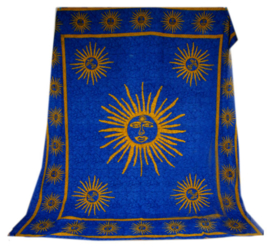 Bedsprei Zon - blauw geel - 240 x 210 cm