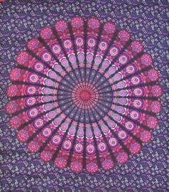 Bedsprei, wandkleed, grand foulard Paauw Mandala Violet - 210 x 220 cm