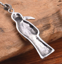 Santa Muerte Magere Hein  ketting 316 titanium staal 5.5 cm lang