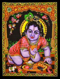 Muurkleed baby Krishna - c.a. 80 x 110 cm