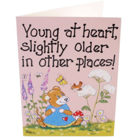 Grappige wenskaart verjaardag - Young at heart - 13 x 18 cm