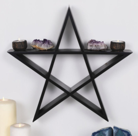 Pentagram display wandplankGothic Wicca woondecoratie - 40 x 40 x 7 cm
