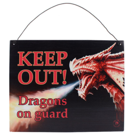 Metalen wandbord Anne Stokes - Keep out Dragons - 19 x 24 cm