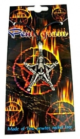 Pewter hanger skelet op pentagram