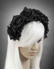 Restyle Gothic haarband met zwarte rozen