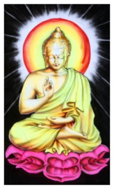 Bedsprei Wandkleed Goa Style UV Blacklight Polyester – Thai Boeddha op Lotus – 200 x 120 cm