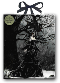 Keramieke wandtegel - Gothic dame met draak - Queen of Shadows - dessin Nene Thomas - 20 x 25 cm