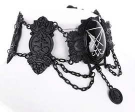 Restyle Gothic Occulte Satanische choker Zegel van Lucifer