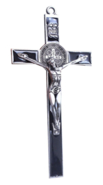 Crucifix Jezus Christus op Kruis - zwart zilver - 19 cm lang