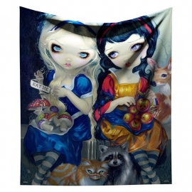 Fluwelen bedsprei woondeken Alice en Sneeuwwitje van Jasmine Griffith - 140 x 160 cm