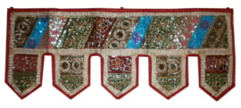 Toran geborduurde Indiase sari-zijde - 5 bladen - 100 x 40 cm rood