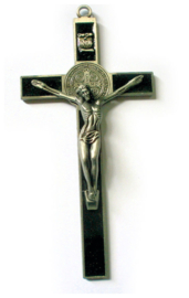 Crucifix Jezus Christus op Kruis - zwart zilver - 19 cm lang