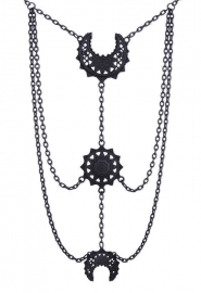 Restyle Gothic Wicca Occulte nekketting - Luna - Orientale maanfasen zwart