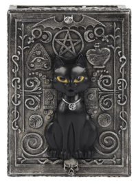 Gothic Kat opbergdoosje - Tarot, spelkaarten, sieradendoos - 14 x 10 x 5.5 cm