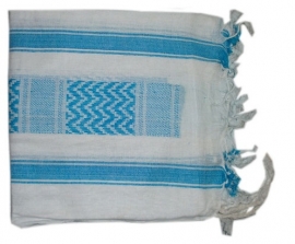 Arafatsjaal / Shemagh / Palestijnse sjaal turquoise wit - zware kwaliteit