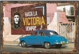 Blikken metalen wandbord Che Guavara Hasta la Victoria - 20 x 30 cm