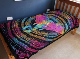 Bedsprei Wandkleed Grandfoulard Katoen uit India - Olifant Mandala - 130cm x 200cm