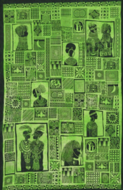 Een persoons bedsprei, wandkleed African Kundal groen - 140 x 200 cm