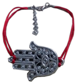 Kabbalah red string rood koord armband met grote hamsa