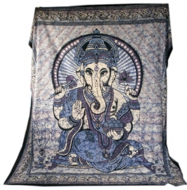 Bedsprei / wandkleed Ganesha blauw 200 x 220 cm